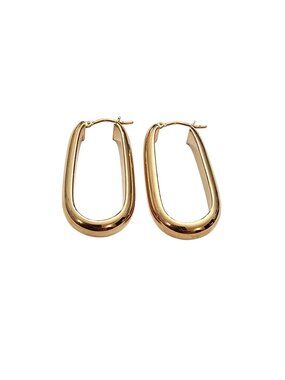 Milor Rose Bronze Oval Hoop Pierced Earrings Signed, J565